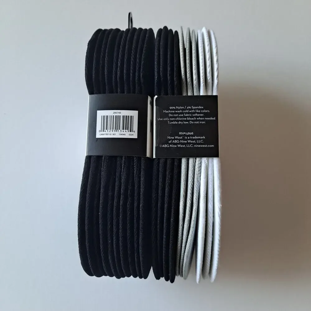 NWT Nine West 20 Pairs Non-Slip Grip No Show Socks Black White Womens Size 5-10